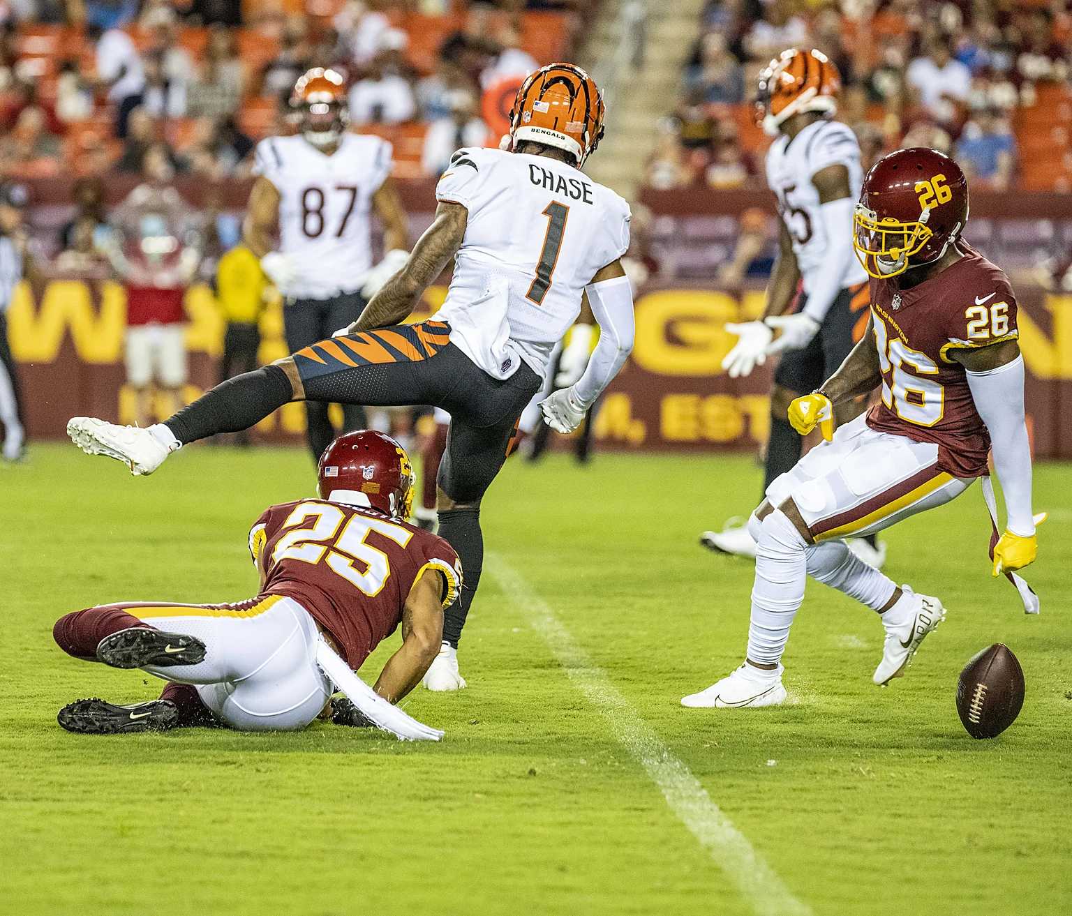 Ja'Marr Chase competing for the Cincinnati Bengals against Washington